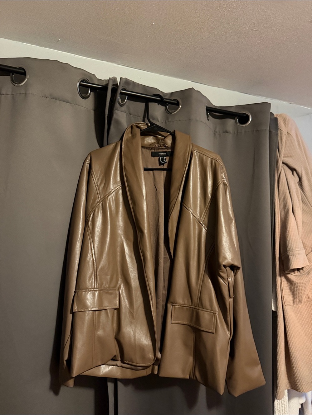 Faux Leather Jacket - Brown